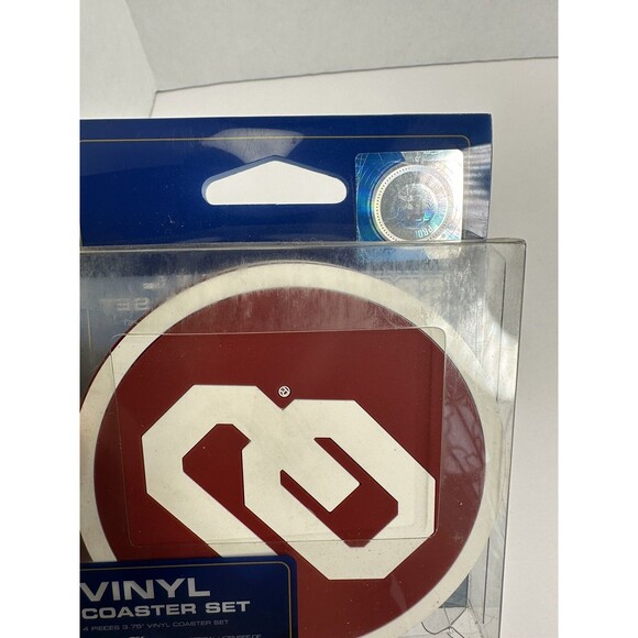 1 - 4 Pack Vinyl Drink Coasters - University of Oklahoma- Sooners - Picture 2 of 4